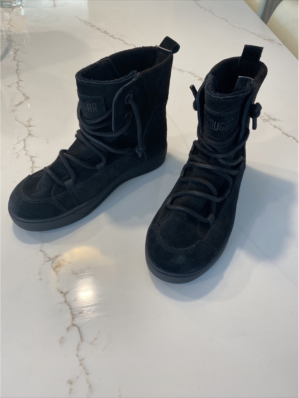 COUGAR Womens Black Heel Tab Waterproof Logo Briar Round Toe Booties 6